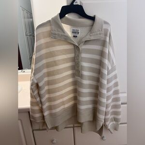 American Eagle Outfitters Beige and Cream Striped Sweater